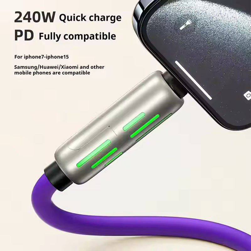 240W Fast Charging LED Data Cable with Multi-Connectors